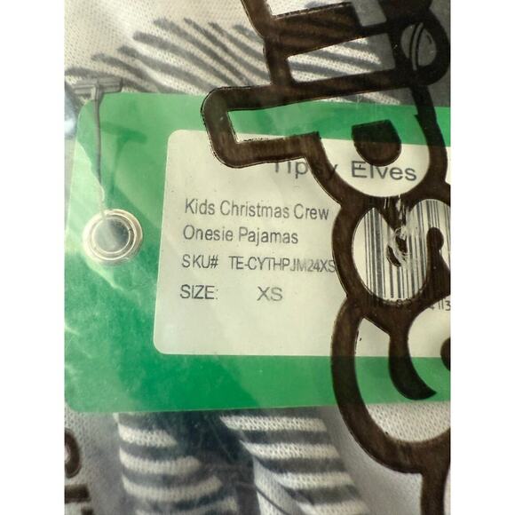 🎄 Girl’s Christmas Crew Plaid Onesie Pajamas Black White Red XS NEW 🎅 - Picture 5 of 5